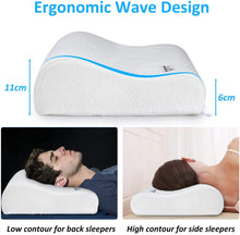 Carica l'immagine nel visualizzatore di Gallery, Guiffly Cuscino in Memory Foam Contorno, Cuscino Cervicale Ortopedico per Supporto Collo, Cuscino Letto Ergonomico per Traversine Laterali e Posteriori(50 x 30cm)