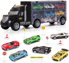 Carica l'immagine nel visualizzatore di Gallery, m zimoon Giocattoli Camion, Giocattolo Camion del Trasportatore di Auto Set con Accessori 8pcs Regalo di 6pcs Mini Metallo Auto per 3-12 Anni Ragazzi Ragazze Bambini