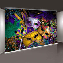 Carica l&#39;immagine nel visualizzatore di Gallery, Viola Oro Verde Perline Festa in Maschera Fotografia Sfondo Vinile 7x5ft per... - Ilgrandebazar