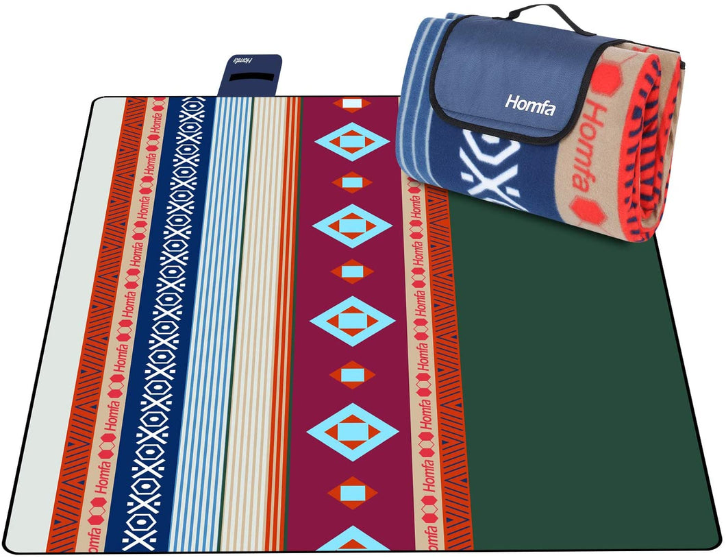 Homfa Coperta per Picnic 200 x 200 cm, Tappeto Impermeabile Grande Pieghevole Portable Tre Strati Picnic Stuoie per Spiaggia Campeggio Giardino, Giallo/Verde