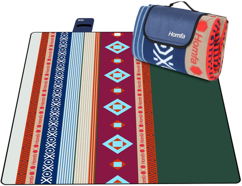 Homfa Coperta per Picnic 200 x 200 cm, Tappeto Impermeabile Grande Pieghevole Portable Tre Strati Picnic Stuoie per Spiaggia Campeggio Giardino, Giallo/Verde