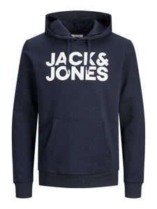 JACK & JONES Jjecorp Logo Sweat Hood Noos Cappuccio, Nero (Black Detail:Reg... - Ilgrandebazar