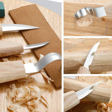 Carica l&#39;immagine nel visualizzatore di Gallery, EXTSUD Kit Strumenti Scalpelli per Legno 5 in 1 Coltelli Intaglio Legno in Acciaio Inox Attrezzi Incisione Set Utensili per Lavorare Legno Artigianato con 3 Coltelli Cera d&#39;Olio Affilacoltelli