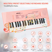 Carica l&#39;immagine nel visualizzatore di Gallery, Mini Tastiera Pianoforte per Bambini, 37 Tasti Tastiera Elettronica Musicale Portatile Multifunzione con Microfono Giocattoli Musicali Educativi Regali per 3-8 Anni Ragazze Ragazzi Principianti(Rosa