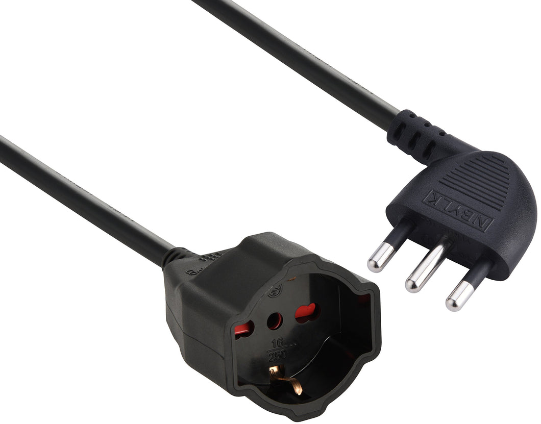Electraline 46109 Prolunga 5 mt spina 16A e presa polivalente 5 mt, Nero - Ilgrandebazar