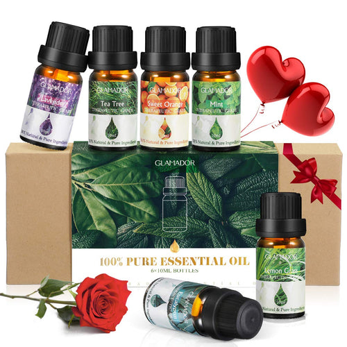 100% puro Set Regalo di Oli Essenziali GLAMADOR 6 x 10ml (Lavanda, Arancia,... - Ilgrandebazar