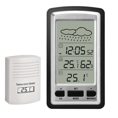 HopCentury Wireless Digital Termometro Igrometro Stazione meteo Argento - Ilgrandebazar