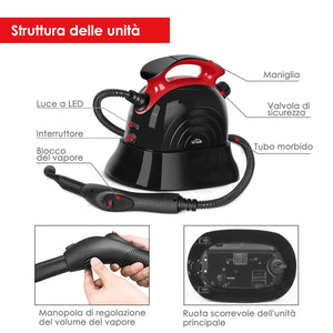 SIMBR Pulitore a Vapore, 12 Accessori Vapore Multifunzione per La 1,1l