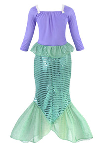 AmzBarley Il Costume della Sirenetta Ariel 7-8 anni, Verde Con Accessori - Ilgrandebazar