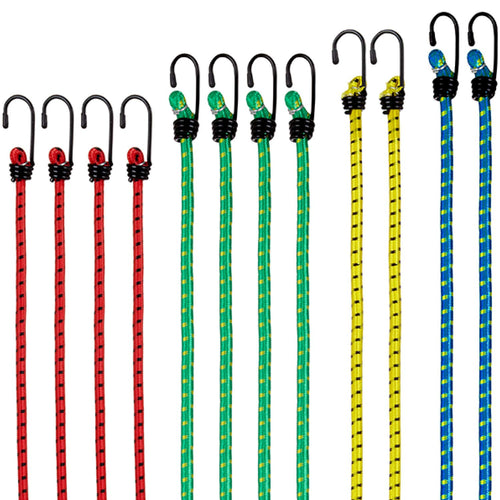 PRETEX Set da 12 Cavi Elastici Porta pacchi con blu, giallo, verde, rosso - Ilgrandebazar