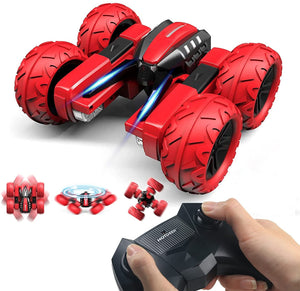 OUTTUO Macchina Telecomandata, 4x4 Auto Radiocomandata 360° Rotazione Acrobatica con Luci a LED, Macchina Radiocomandata per Bambini Regalo per Bambini Regalo-Rosso