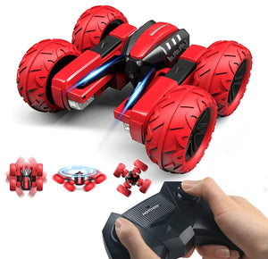 OUTTUO Macchina Telecomandata, 4x4 Auto Radiocomandata 360° Rotazione Acrobatica con Luci a LED, Macchina Radiocomandata per Bambini Regalo per Bambini Regalo-Rosso
