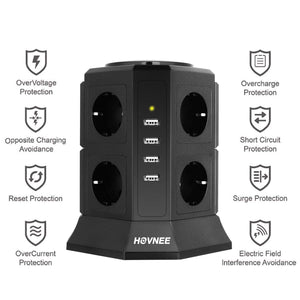Multipresa Verticale, HOVNEE Torretta Ciabatta 8 Prese Con 4 Slot... - Ilgrandebazar