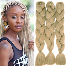 Carica l&#39;immagine nel visualizzatore di Gallery, Treccine Africane Extension 3 Ciocche Trecce Afro Finta Capelli Treccia Sintetica Intrecciate Ombre Jumbo Braiding Hair Kanekalon Braids Crochet Twist, Biondo naturale 60.96 cm (Confezione da 3) Bionda naturale