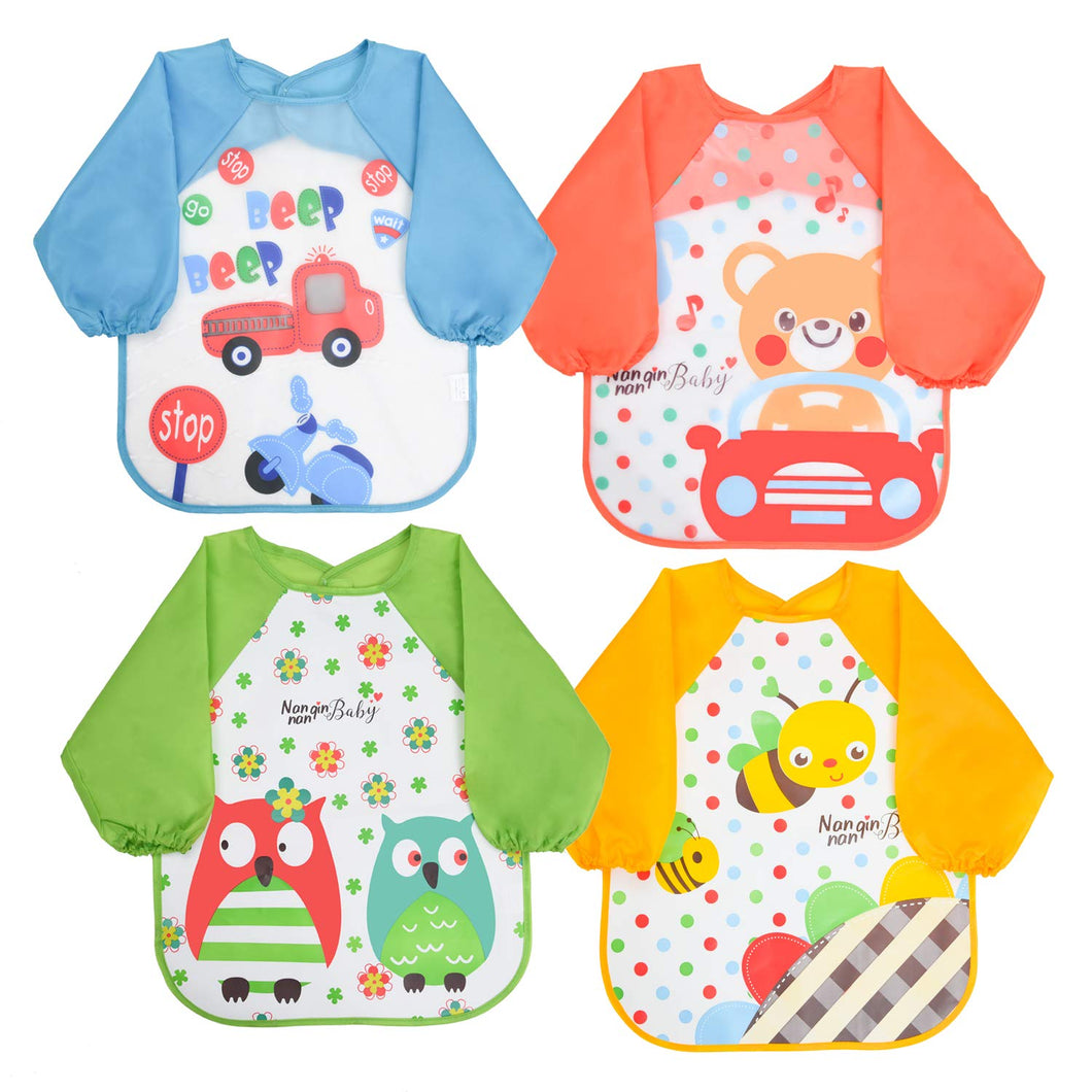 Happy Cherry - Grembiule Pittura Impermeabile Bambino Manica Lunga Bambine Bambini Bavaglino Artigianale Per Dipingere Giocare Mangiar Neonati Per Scuola Materna Casa - 2-4 Anni