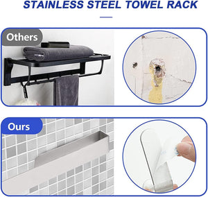 Due pezzi 20cm +30cm Portasciugamani Adesivo, HASA zone Senza Trapano Set Porta Asciugamani Bagno con Acciaio Inox SUS 304