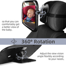 Carica l'immagine nel visualizzatore di Gallery, Specchietto Retrovisore Bambini, Specchio Auto Bambino Ruotabile a 360° e inclinabile, Specchio Retrovisore per Auto Sedile Posteriore Infrangibile al 100%, Cinghie Elastiche Regolabili, Ampia Visuale