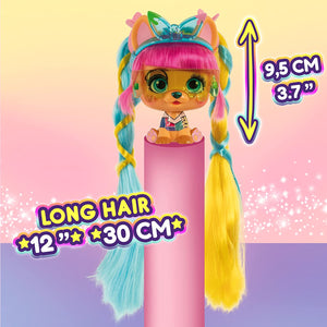 VIP PETS Color Boost | Bambola cagnolino a Sopresa da Collezionare con lunghi capelli da Acconciare (30 cm) Accessori per capelli e accessori per colorare i capelli - Giocattolo per bambini dai +3