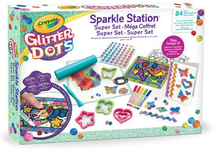 Crayola Glitter Dots - Sparkle Station Super Set, per Creare Scintillanti Decorazioni con il Glitter Modellabile, 04-1085