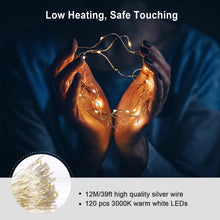 Carica l'immagine nel visualizzatore di Gallery, Catene Luminose 12m, OMERIL Luci Stringa 120 LEDs Illuminazione Giardino con Interruttori, Impermeabile Catena di Luci per Interni e Esterni, Casa, Feste, Matrimonio, DIY, Natale (Bianco Caldo)