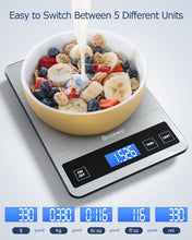 Carica l&#39;immagine nel visualizzatore di Gallery, Drcowu Bilancia Cucina Digitale, 15kg Bilancia da Cucina Professionale con Funzione Tare, Grande Display LCD, Alta Precisione 1g/0,1oz Pesa Alimenti, Facile da Leggere e da Usare, Argento