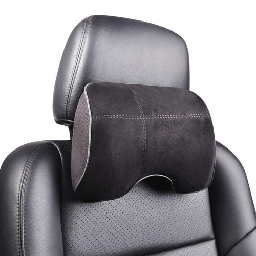 EASY EAGLE Cuscino Poggiatesta Auto in Tessuto Scamosciato e Schiuma di Nero - Ilgrandebazar