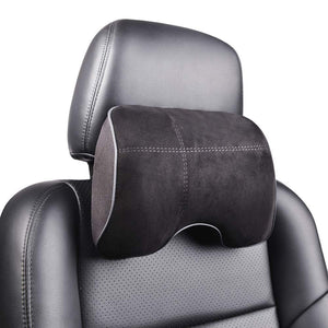 EASY EAGLE Cuscino Poggiatesta Auto in Tessuto Scamosciato e Schiuma di Nero - Ilgrandebazar