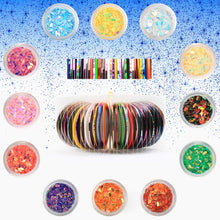 Carica l&#39;immagine nel visualizzatore di Gallery, Nail Art Design Set Kit Pennelli Decorazioni Adesivi Nastro Art-2 - Ilgrandebazar
