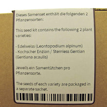 Carica l&#39;immagine nel visualizzatore di Gallery, Stella alpina &amp; genziana - Set regalo di semi con due famosi fiori alpini