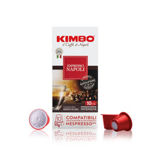 Carica l&#39;immagine nel visualizzatore di Gallery, Kimbo Capsule Napoli Compatibili Nespresso, Intensità 10/12, 10 Astucci da 10 Capsule (Totale 100 Capsule)