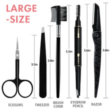 Carica l&#39;immagine nel visualizzatore di Gallery, GiBot Pinzette Sopracciglia, 5pcs Kit per la cura del sopracciglio in Nero - Ilgrandebazar