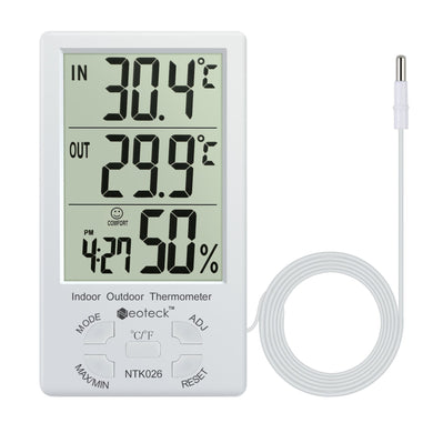 Neoteck Digitale LCD Termometro Igrometro Interno Esterno Misuratore Bianco