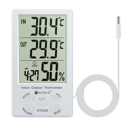 Neoteck Digitale LCD Termometro Igrometro Interno Esterno Misuratore Bianco