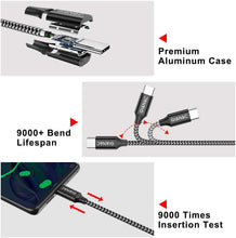 Carica l'immagine nel visualizzatore di Gallery, GIANAC Cavo USB C, [5Pezzi,0.25m 0.5m 1m 2m 3m] Nylon Intrecciato 3A Rapida Ricarica Cavo USB Tipo C per Samsung S8 S9 S10 A30 A40 A50 A70 A20e,Huawei P9 P20 P10 P30,Xiaomi,Sony,Gopro,OnePlus Nero + Argento
