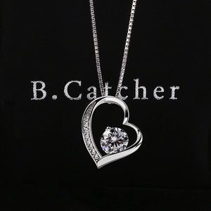 B.Catcher collana in argento con pendente a cuore d'argento e zircone cubico