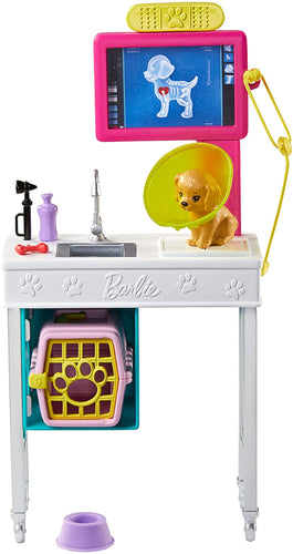 Barbie- Carriere Playset Veterinaria Bambola, Cucciolo e Accessori Giocattolo per Bambini 3+ Anni, GJL68