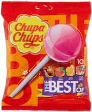 Carica l&#39;immagine nel visualizzatore di Gallery, Chupa Chups Lecca Lecca The Best Of, Lollipop Frutti Assortiti Gusto Cola, Fragola, Arancia e Panna Fragola, senza Glutine, Busta da 10 Lollipop Monopezzi (60 Lollies)