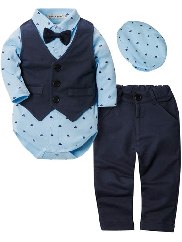 Zoerea 4 Pezzi Neonato Ragazzo Abbigliamento Set Camicia Pagliaccetto +...