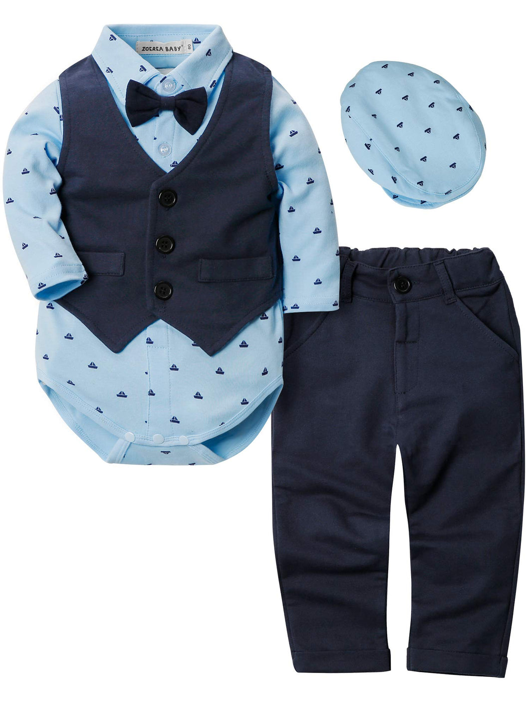 Zoerea 4 Pezzi Neonato Ragazzo Abbigliamento Set Camicia Pagliaccetto +...