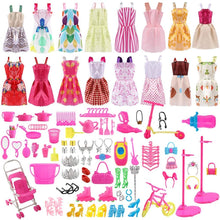 Carica l&#39;immagine nel visualizzatore di Gallery, ASANMU 130 Pezzi Vestiti e Accessori per Bambole Dolls, Abito per Dolls Gonna Moda Scarpe Oggetto Rosa Grucce per Bambole Dolls Accessori per della Ragazza Compleanno Regalo Natale Giorno dei Bambini