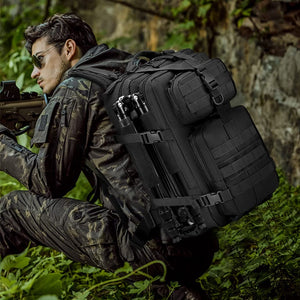 SPAHER Zaino Militare, Nero Zaino Tattico 40L di Grande Capacità Impermeabile Pacchetto di Assalto Dell'esercito 3 Giorni Assault Pack Bag con Sistema Molle per Trekking, Viaggio, Campeggio