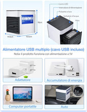Carica l&#39;immagine nel visualizzatore di Gallery, Homitt Mini Raffreddatore D&#39;aria,Personale Condizionatori Raffrescatore Evaporativoa 3 Velocità, Serbatoio D&#39;acqua Senza Perdite, Cavo USB, Air Cooler per Casa, Ufficio e Auto