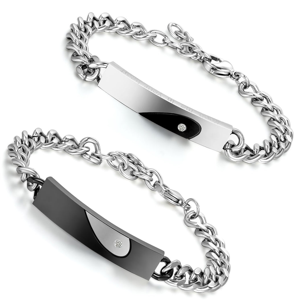 Flongo Coppia Bracciali Braccialetto Lui & Lei, Ti Ho nel Cuore, - Ilgrandebazar