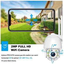 Carica l'immagine nel visualizzatore di Gallery, 1080P Videocamera sorveglianza Wi-Fi, Aottom Telecamera di Sorveglianza WiFi da Esterno e Interno, Movimento Allarme, Messaggio Push, 40M Visione Notturna, Audio a 2 Vie, APP CamHi per SD Card