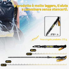 Carica l'immagine nel visualizzatore di Gallery, Glymnis Bastoni Trekking Bastoncini da Trekking Pieghevoli e Antiurto 110-130cm 5 Senzioni in Alluminio 7075 Impugnatura in Eva Punta in Carburo di Tungsteno Perfetti per Escursioni 1 Paio