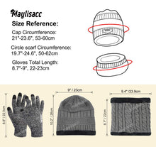 Carica l&#39;immagine nel visualizzatore di Gallery, Taglia unica, 1- Il Set di 3 Pezzi Grigio (Cappello + Scaldacollo + Guanti) - Ilgrandebazar