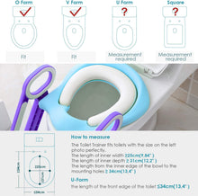 Carica l'immagine nel visualizzatore di Gallery, BAMNY Riduttore WC per Bambini con Scaletta Pieghevole, Kit Toilette Trainer Step Up con Cuscino Tenero Modello Universale (Azzurro)