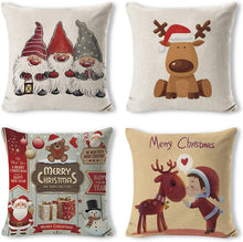 Carica l'immagine nel visualizzatore di Gallery, Gudotra 4pz Natale Federa per Cuscini 40x40cm 45x45cm Copricuscini Divano Babbo Alce Decorazioni Natalizie per Divano
