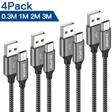 Carica l'immagine nel visualizzatore di Gallery, ZKAPOR Cavo Micro USB [4 Pezzi:0.3m,1m,1.5m,2m] Ricarica...