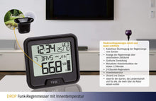 Carica l&#39;immagine nel visualizzatore di Gallery, TFA Dostmann Drop 47.3005.01 - Pluviometro Wireless con Temperatura Nero - Ilgrandebazar